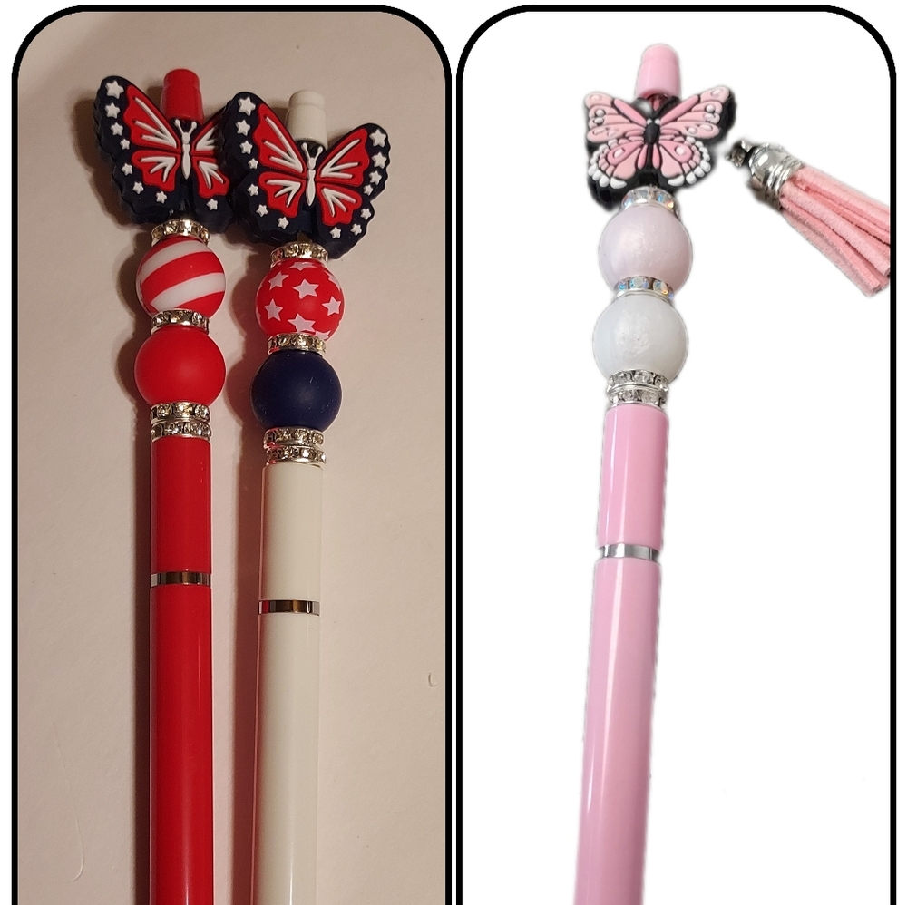 ❤️LOVE:HANDMADE Butterfly Adorned Beaded Pen